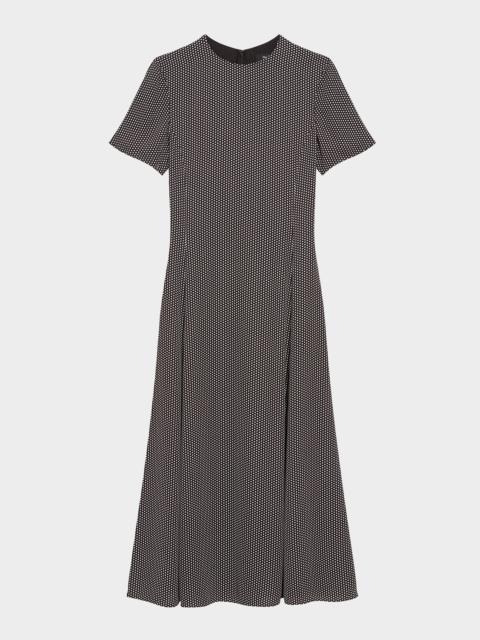 Short-Sleeve Flared Midi Dress