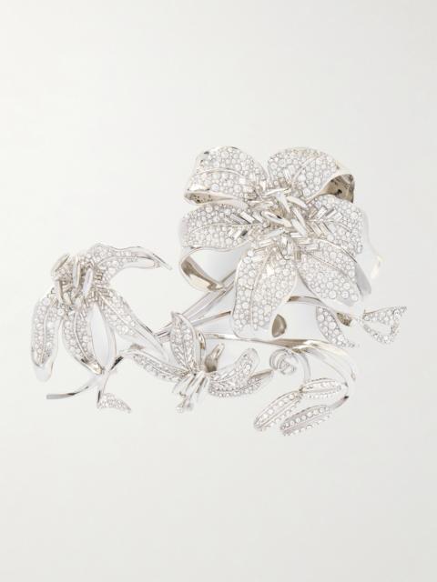 GUCCI Crystal-embellished Silver-tone Brooch