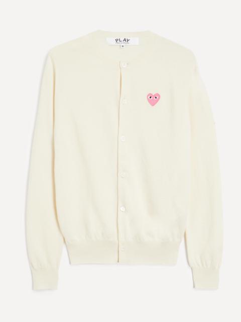 Comme des Garçons PLAY Small Pink Heart Round Neck Cardigan