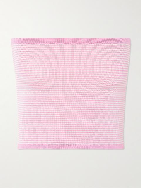 CALLE DEL MAR Strapless Striped Knitted Top