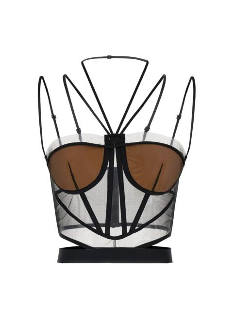 NENSI DOJAKA sheer-panelled corset top