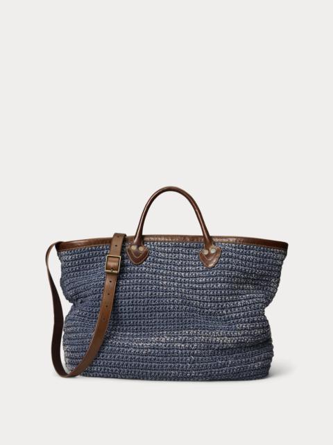 RRL by Ralph Lauren Leather-Trim Handwoven Indigo Tote