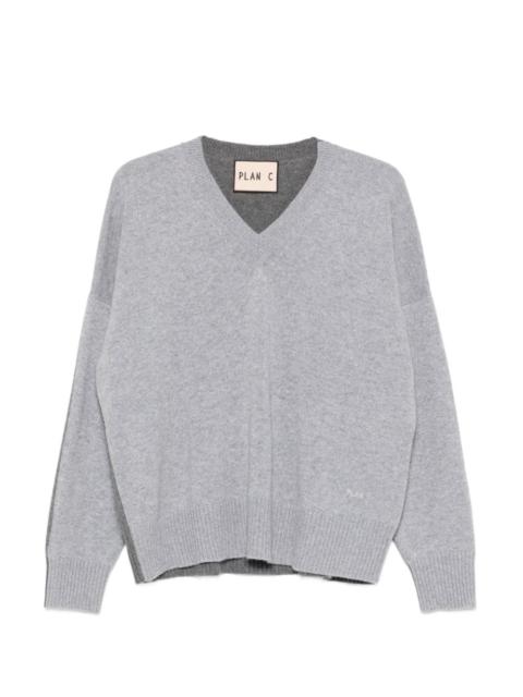 Plan C V-neck colour-block cardigan