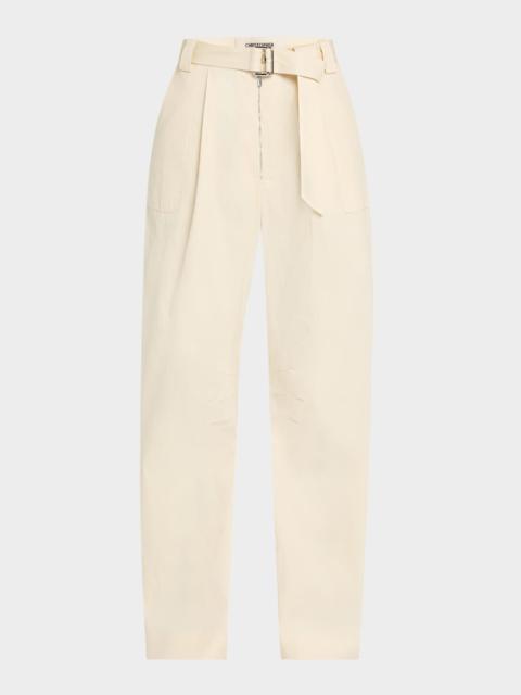 CHRISTOPHER JOHN ROGERS Patch-Pocket Barrel-Leg Belted Trousers