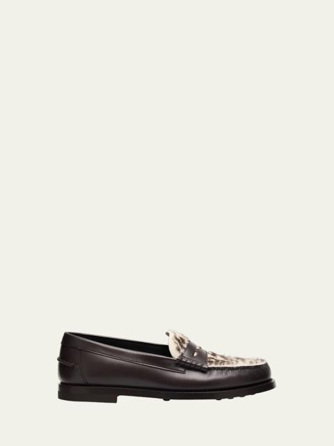 Tod's Leather and Pony Hair Penny Loafers