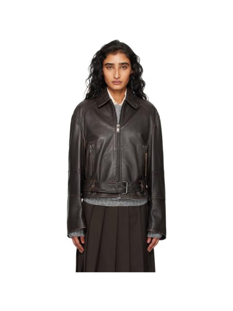 WEEKEND Max Mara Brown Egizio Leather Jacket