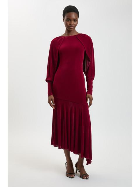 KAREN MILLEN Drapey Crepe V Neck Back Sleeved Maxi Dress