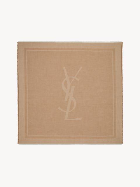 SAINT LAURENT CASSANDRE SQUARE SCARF IN CASHMERE AND SILK JACQUARD