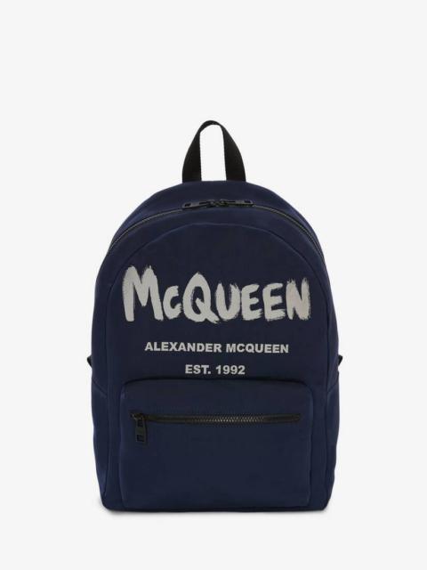 Alexander McQueen Mcqueen Graffiti Metropolitan Backpack in Navy
