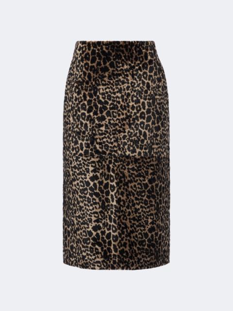 NOUR HAMMOUR Alana leopard-print shearling pencil skirt