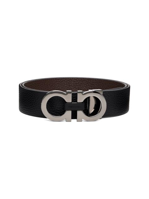 FERRAGAMO Black Reversible & Adjustable Gancini Belt