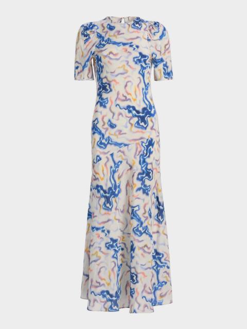 ULLA JOHNSON Samar Short-Sleeve Silk Dress