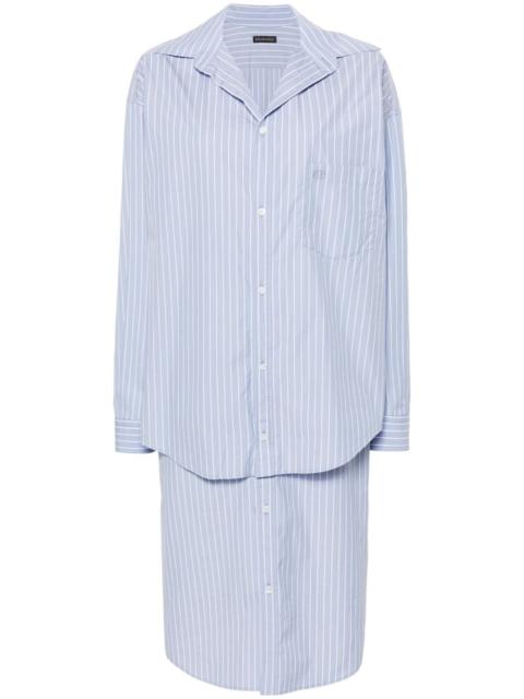 Women's Bb Classic Layered Shirt Dress in Light Blue/white