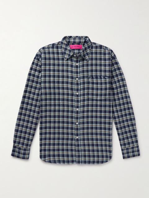 The Elder Statesman Dune Checked Cotton Shirt Navy