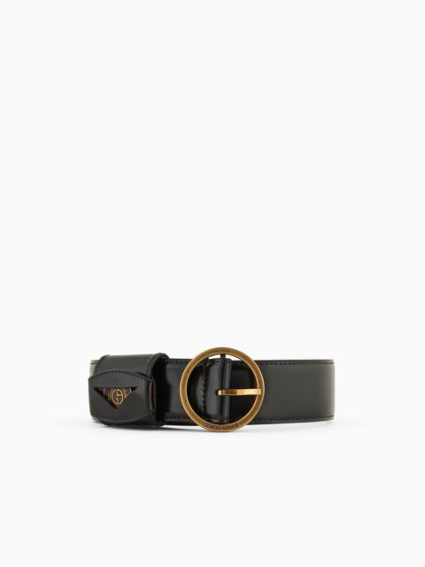 Brushed leather belt