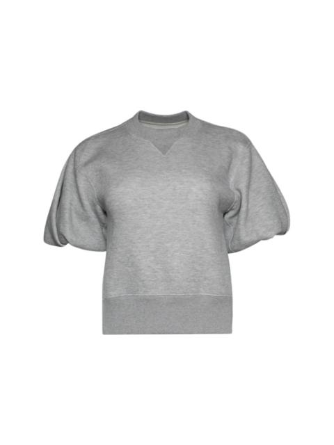 Sponge puff-sleeve cotton sweatshirt
