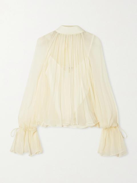 STAUD Roux Gathered Chiffon Blouse