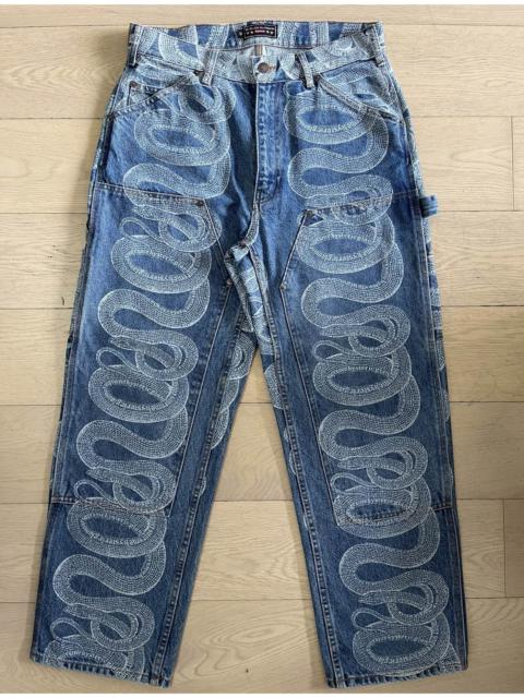 Supreme SUPREME x HYSTERIC GLAMOUR “ SNAKE PRINT DOUBLE KNEE WORKER DENIM  PANTS | swaggyswaggy | REVERSIBLE