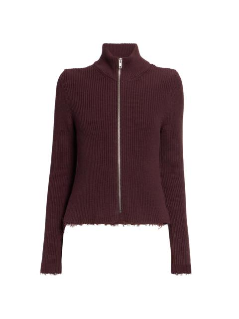 MM6 Maison Margiela Women's Sports Rib-Knit Cotton Jacket - Chocolate