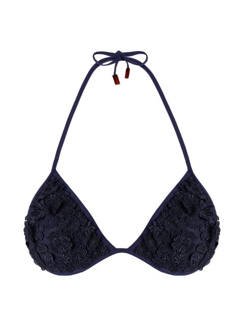 Vilebrequin Women Triangle Bikini Top Embroidered Guipure Florale