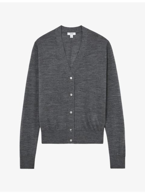 REISS Simi V-Neck Wool Cardigan