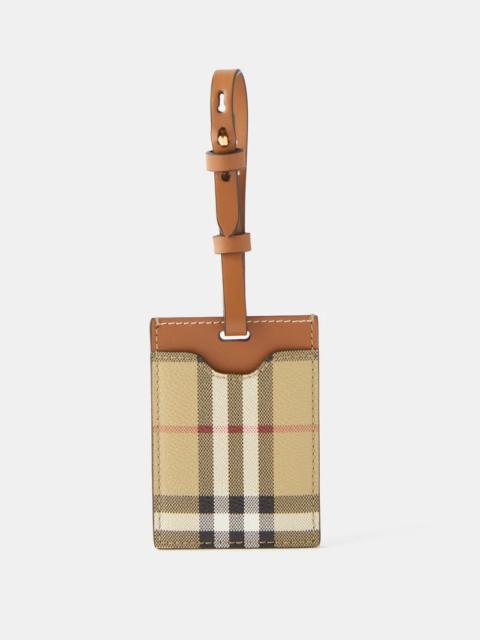Burberry Leather-trim checked canvas luggage tag