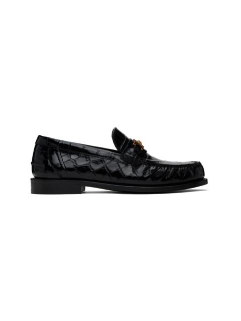 VERSACE Black Croc-Effect Medusa '95 Loafers