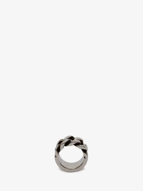 Alexander McQueen Men's Chain Ring in Antique Silver