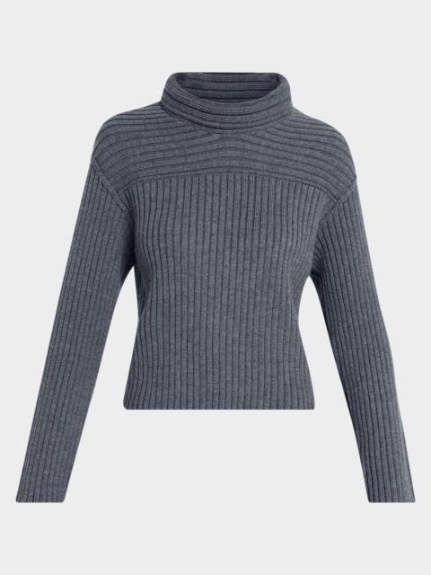 Theory Wool Knit Long-Sleeve Turtleneck Top