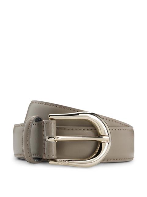 BOSS ITALIAN-LEATHER BELT WITH LOGO BUCKLE