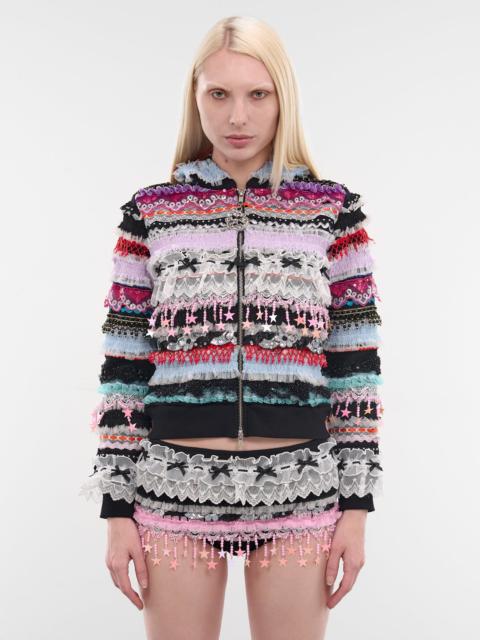 Chopova Lowena Starbrites Ruffled Patchwork Zip Hoodie