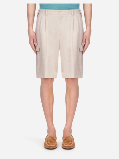 Bermuda cargo shorts in linen
