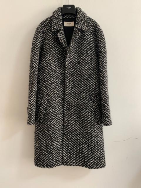CELINE Celine FW19 Black White Plaid Snowflake Wool Mohair Coat