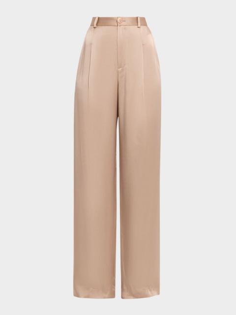 LAPOINTE Pleated Satin Pants