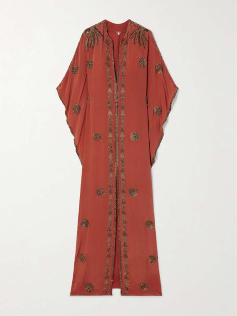 Mystical Gaucho embellished embroidered silk-blend maxi dress