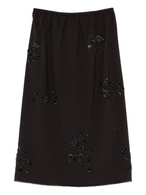 CORDERA floral-beading midi skirt