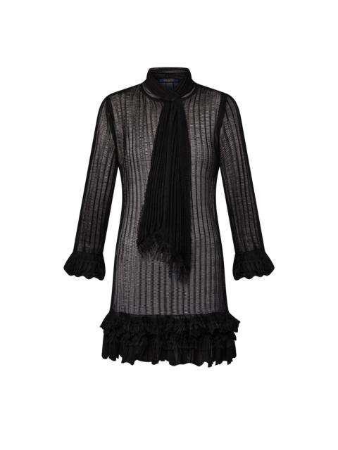 Louis Vuitton Ruffle Trim Lavallière Knit Dress