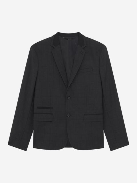 The Kooples BLACK WOOL PLAID SUIT JACKET
