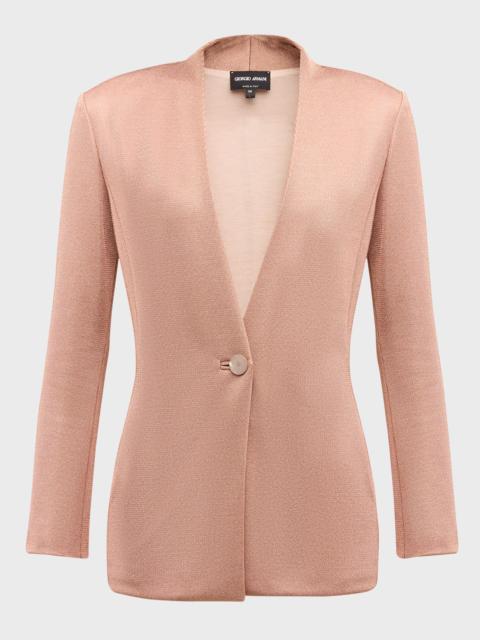 GIORGIO ARMANI Metallic Bonded Jersey One-Button Blazer