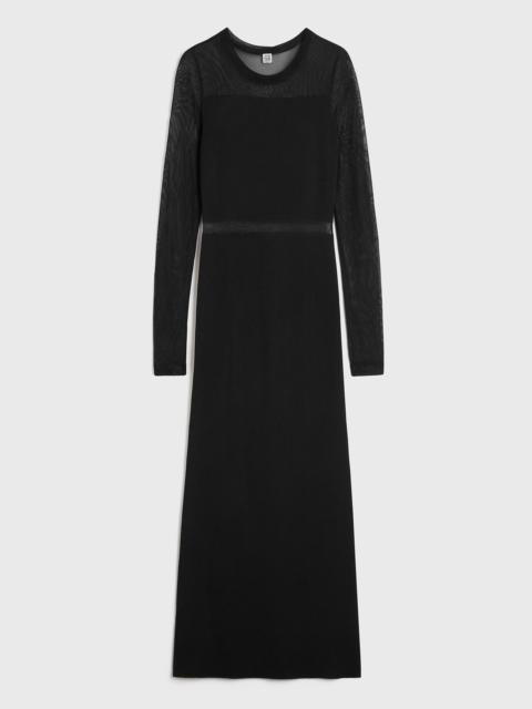 Semi-sheer knitted cocktail dress black