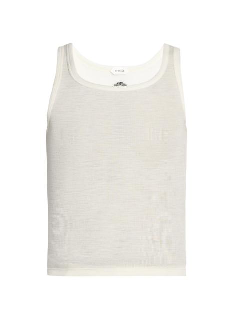 VERSACE Men's Medusa Rib-Knit Virgin Wool Tank - Cream