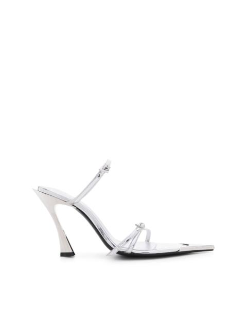 MUGLER 100mm metallic-leather mules