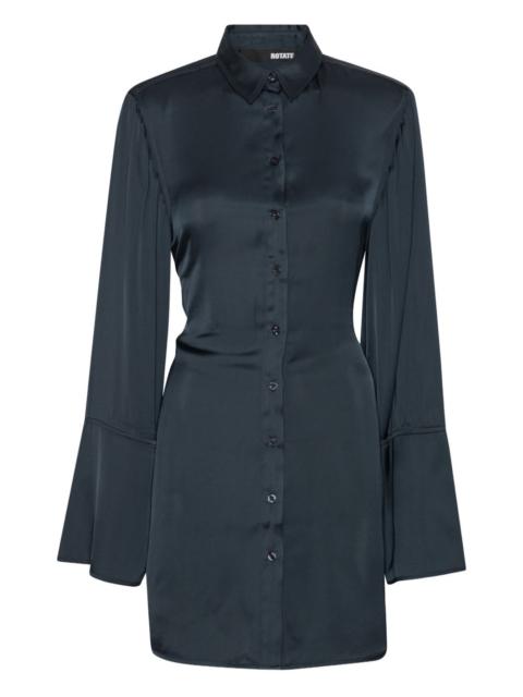 ROTATE satin-tie mini shirt dress