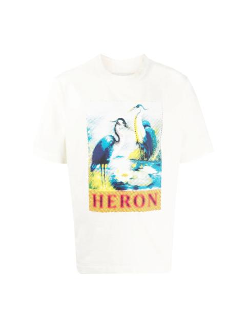 Heron-print cotton T-shirt