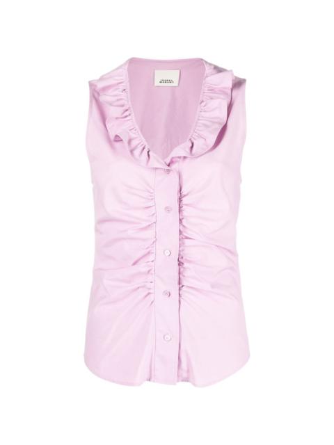 ruffle-trim sleeveless blouse