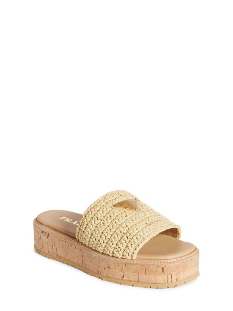 Raffia Platform Slide Sandal