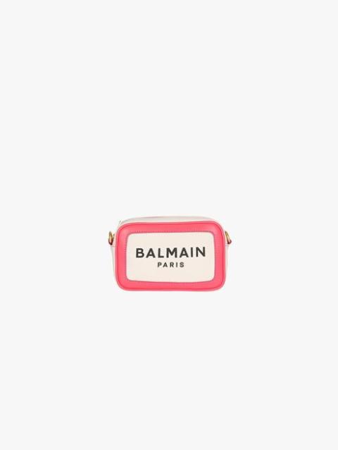 Balmain Ecru canvas B-Army camera bag with salmon pink leather panels