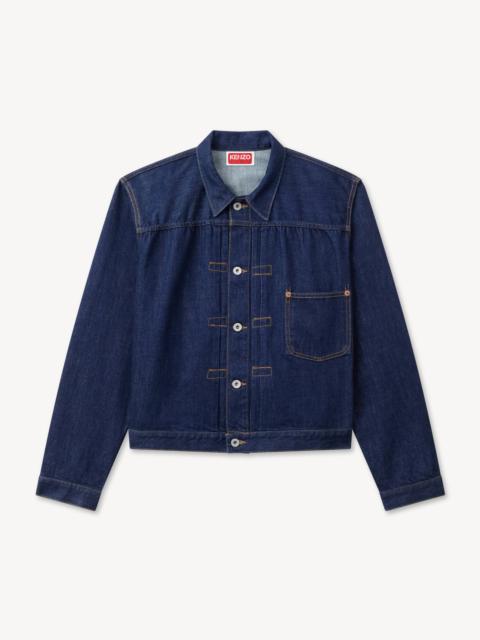 KENZO 'KENZO Jumping Tiger' embroidered pleated trucker jacket in japanese denim