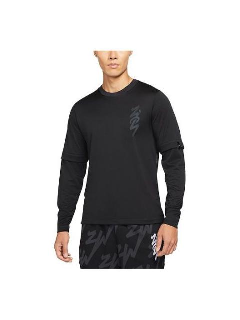 Jordan Air Jordan Alphabet Logo Pattern Loose Round Neck Long Sleeves Black DJ5872-010