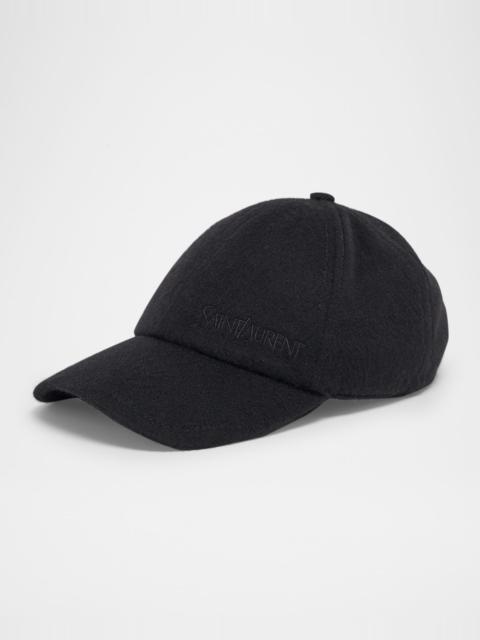 SAINT LAURENT Vintage Cashmere Logo-Print Baseball Cap